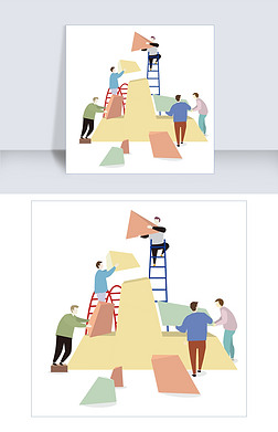 鼓舞士气免抠元素|团队干活卡通插画