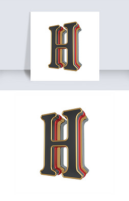 英文字母艺术字艺术字|金色c4d英文字母h立体艺术字