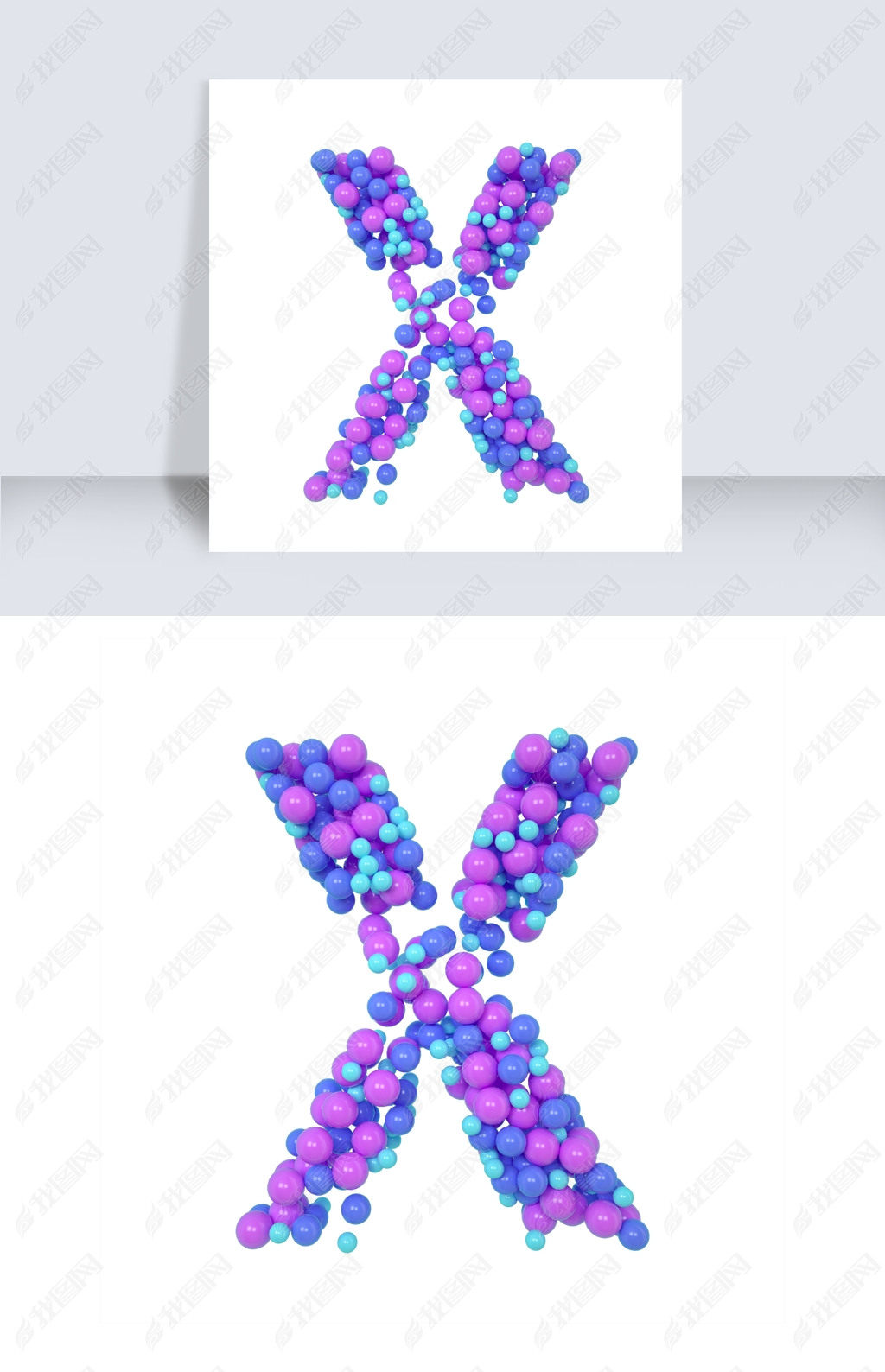 C4D气球立体字母X元素