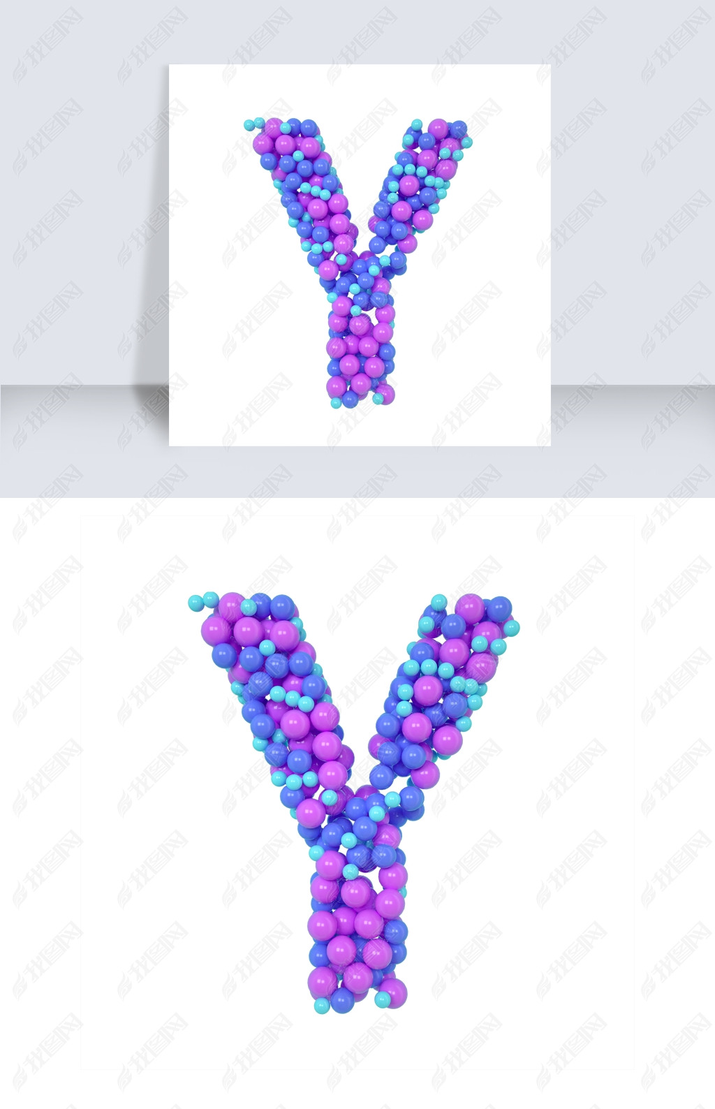 C4D气球立体字母Y元素