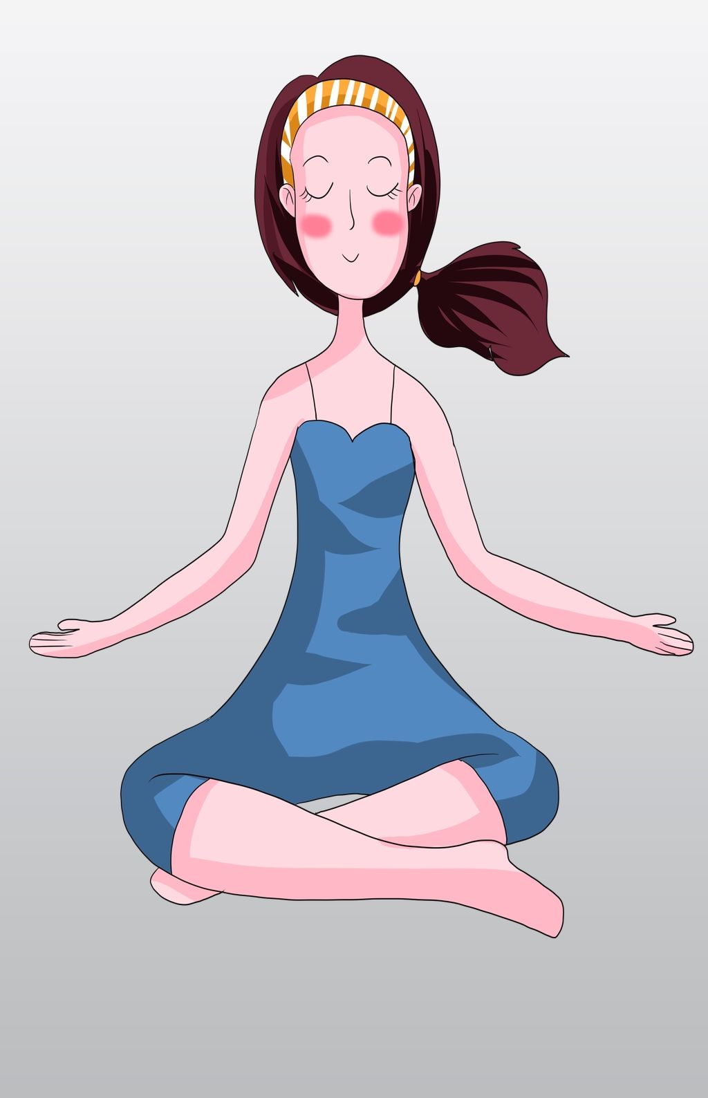 瑜伽少女手绘卡通