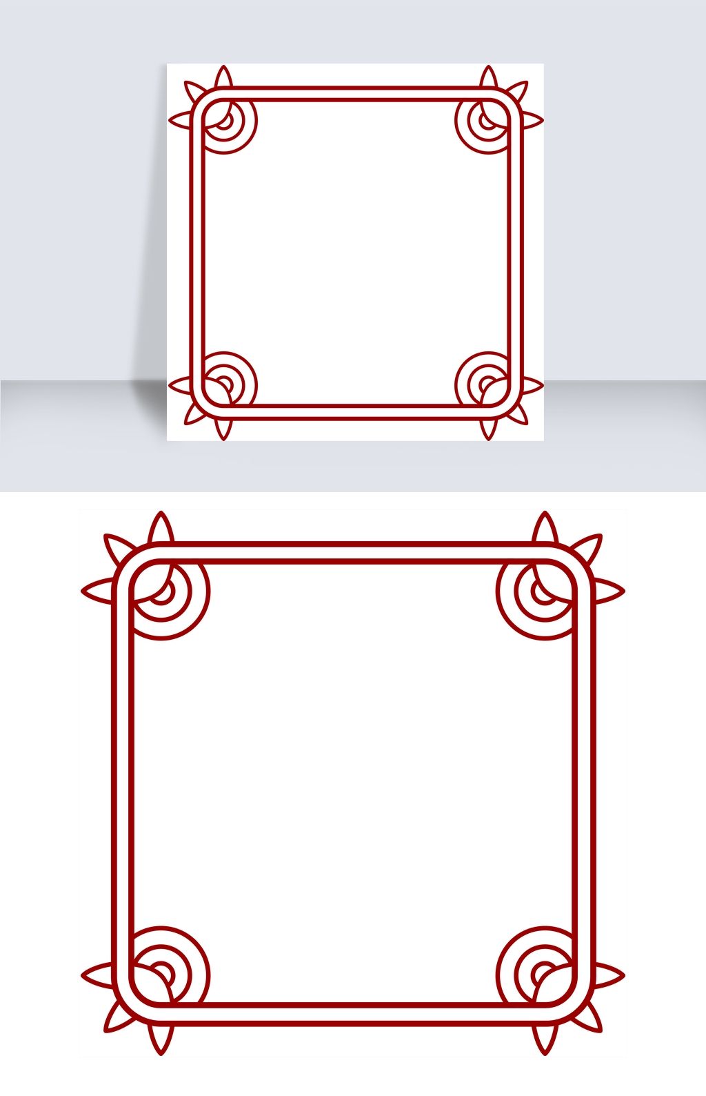中国风红色传统正方形文本框下载-编号19448190-卡通手绘边框-我图网