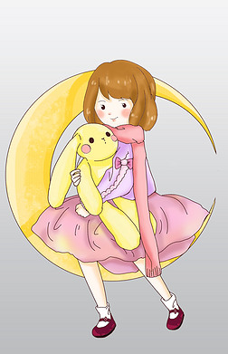 抱着兔子的小女孩