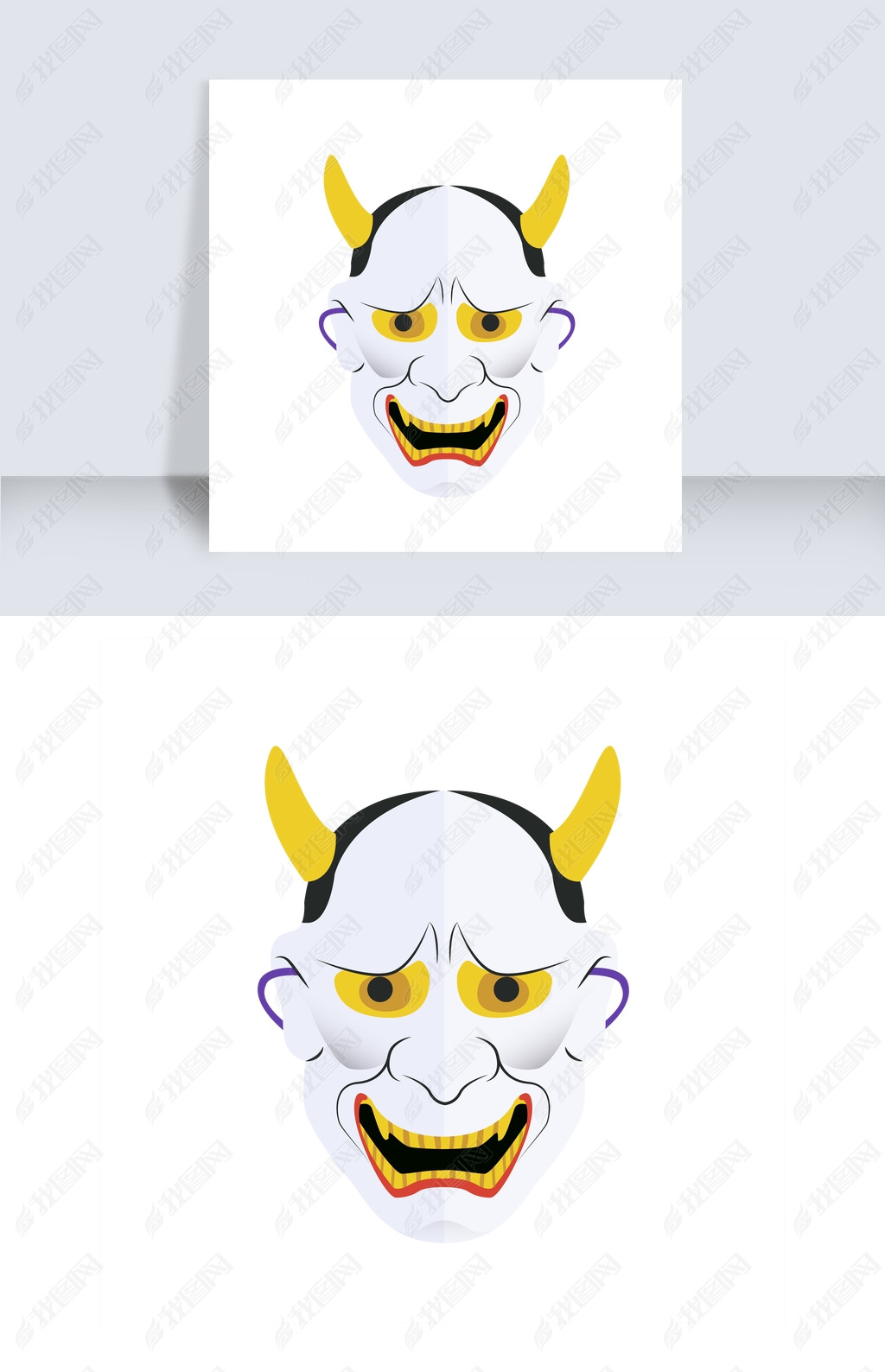 原创卡通手绘日本传统面具般若面具版权可商用