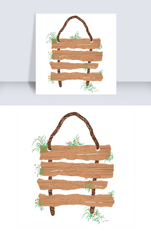 原创木质公园挂牌插画