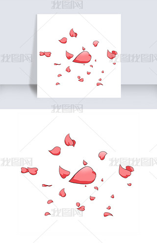 花瓣落下电影免抠元素|落下花瓣桃花插画