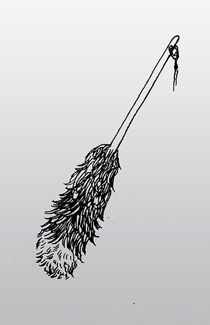 线描鸡毛掸子插画