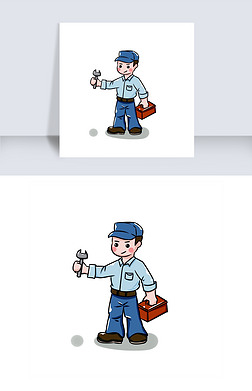卡通工具人免抠元素|修理工人卡通人物