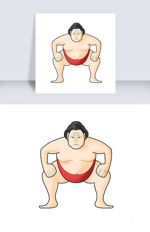 日本相扑的小女孩插画
