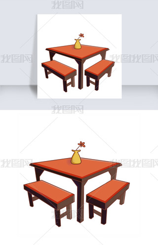 家具餐桌卡通插画