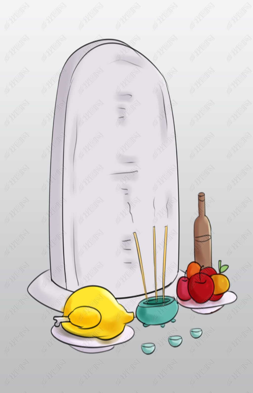 清明节祭祖祭祀插画