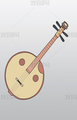 原创一把中阮乐器插画
