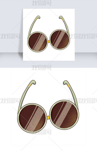 卡通圆形眼镜插画