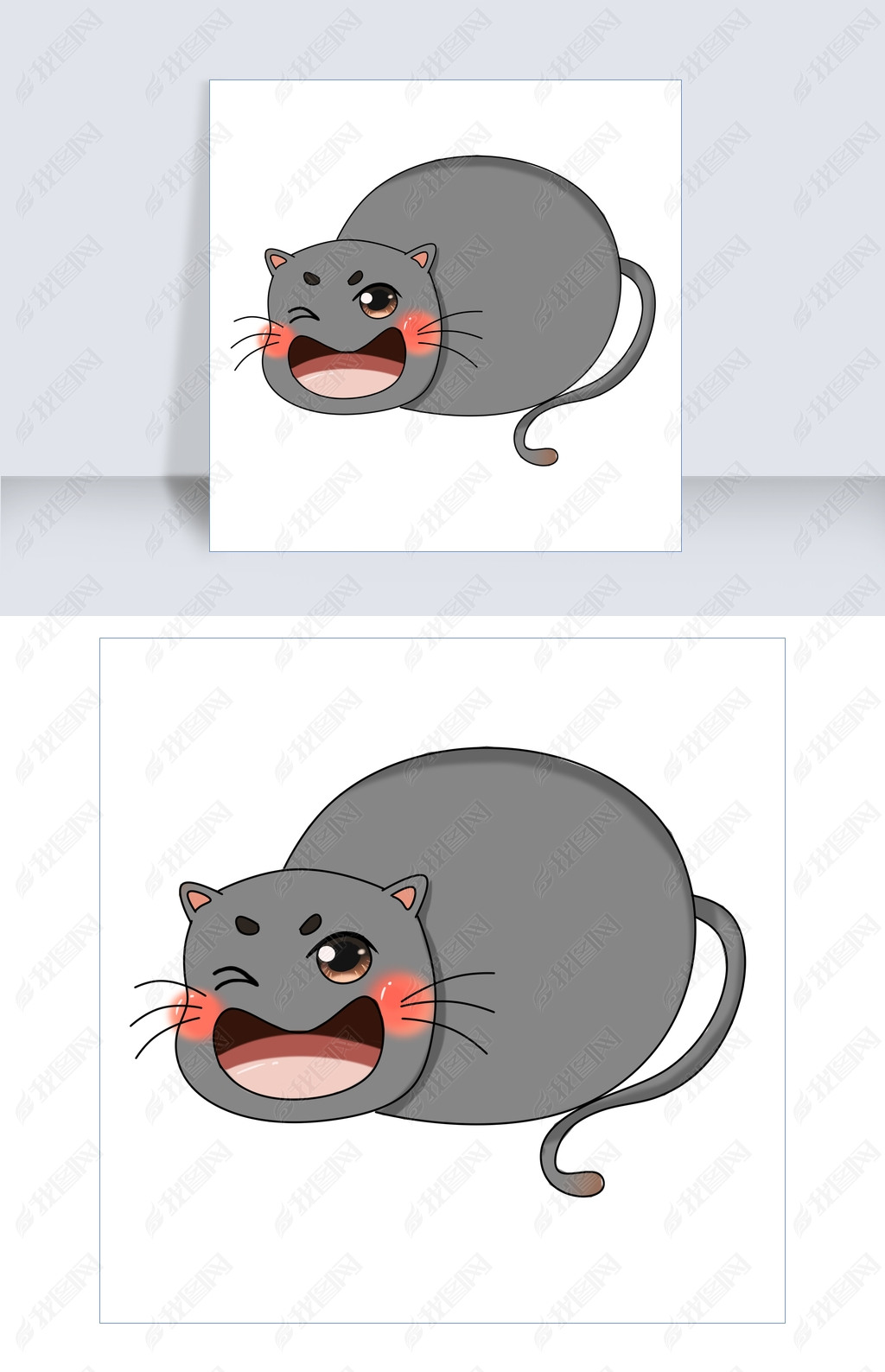 原创张嘴大笑的猫咪插图