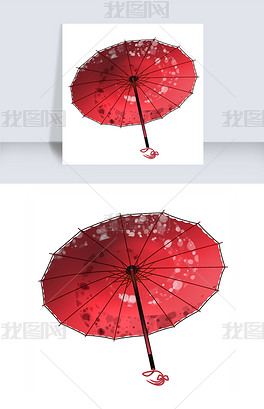 古典油纸伞水墨中国风红色唯美png