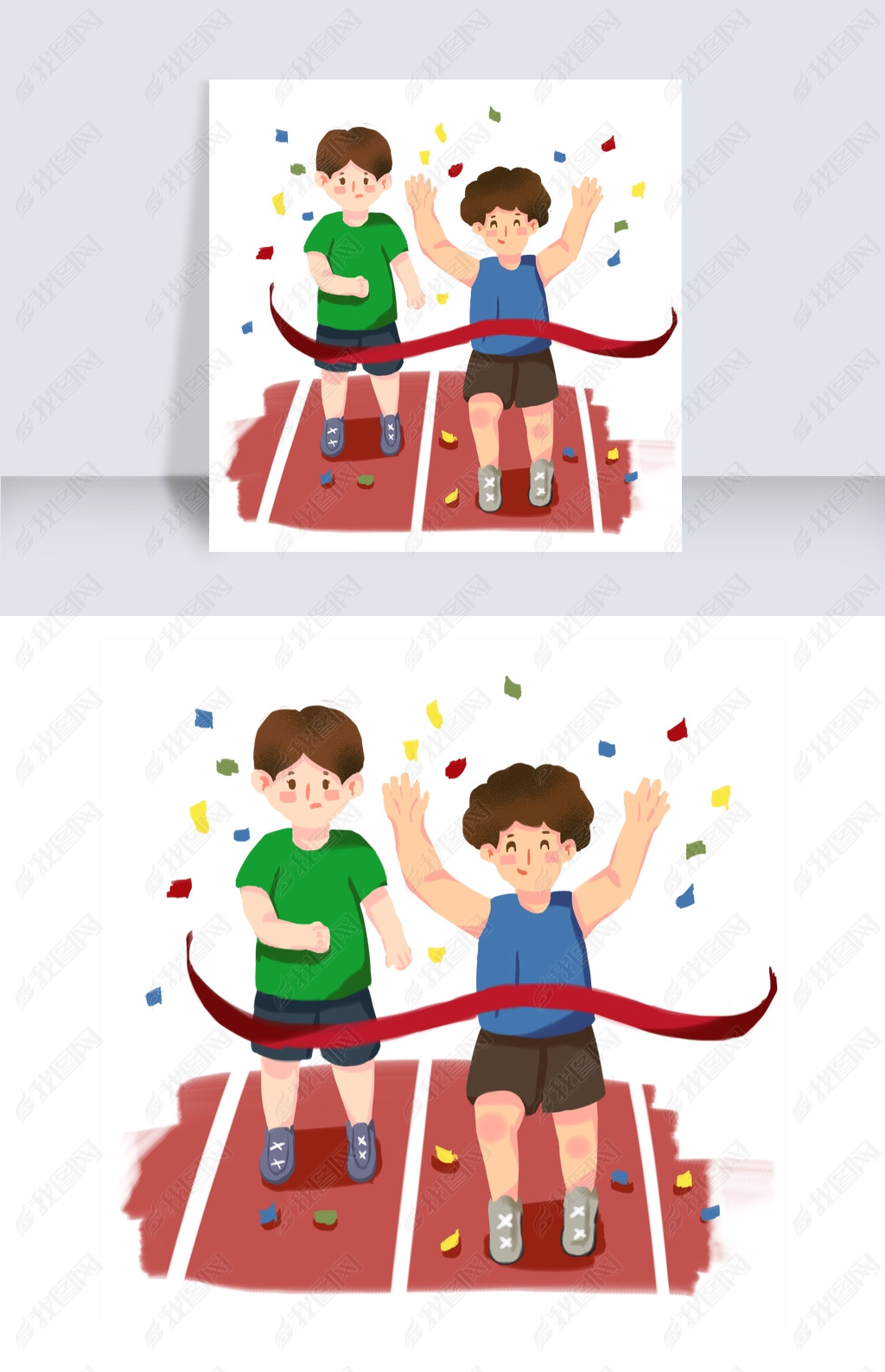 比赛红色竞走比赛板绘插画元素