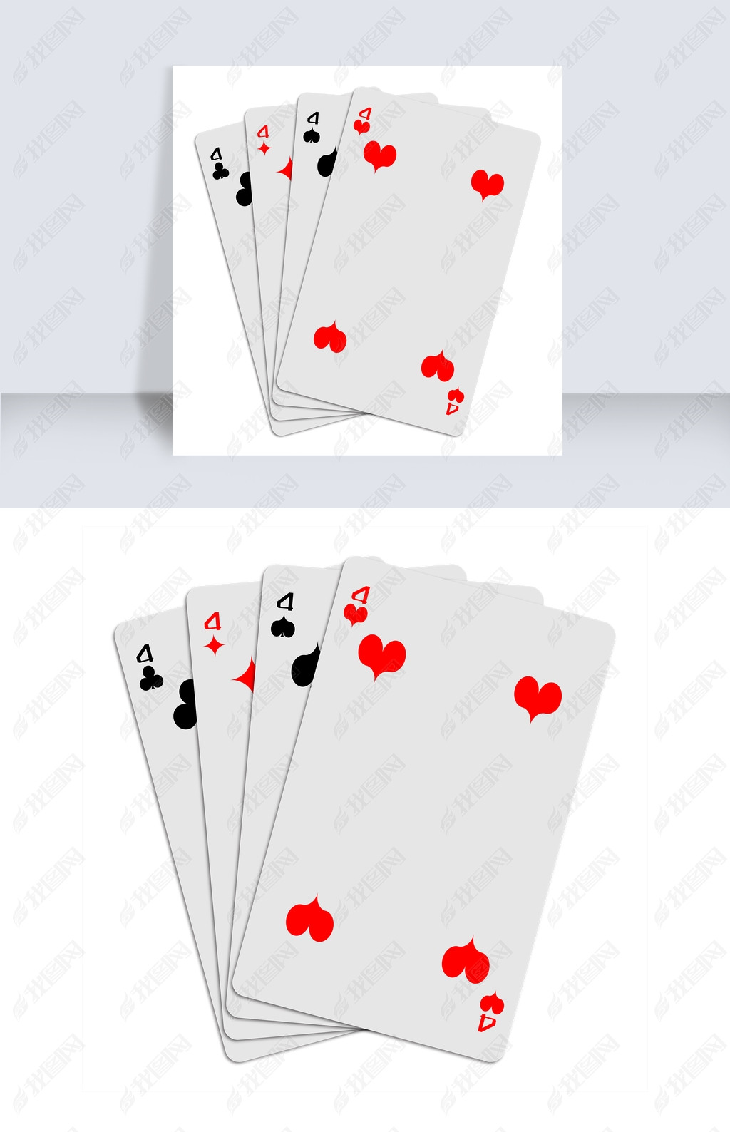 原创四色4扑克牌矢量免抠png版权可商用