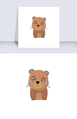 萌萌的小熊免抠元素|手绘哭泣的小熊免抠图