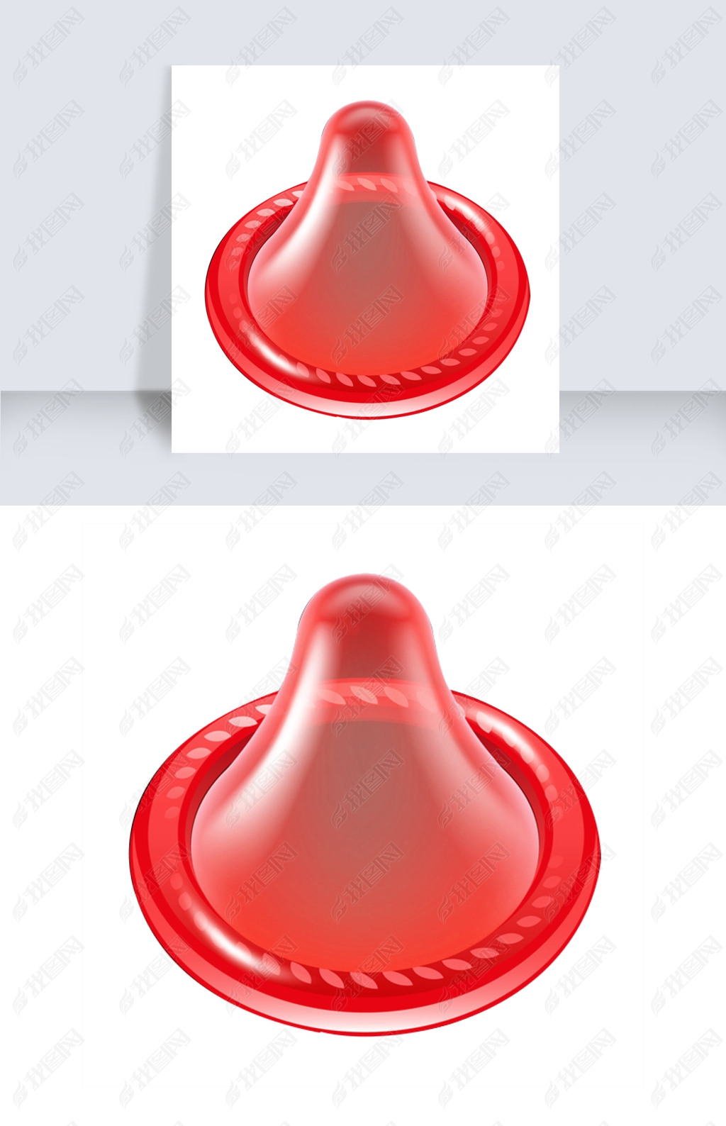 原创红色反光的避孕套卡通版权可商用