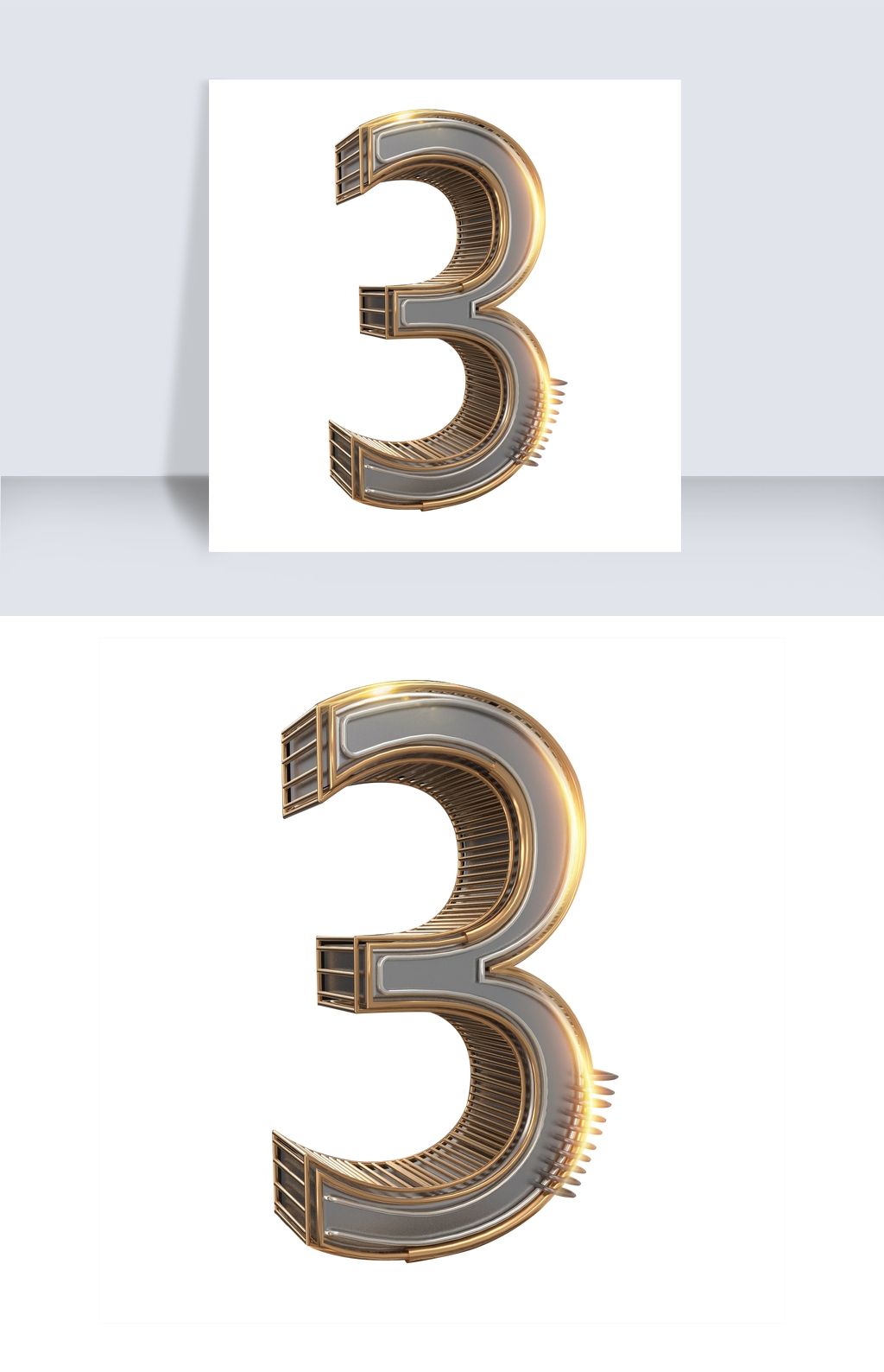 灰色创意立体数字3字体设计