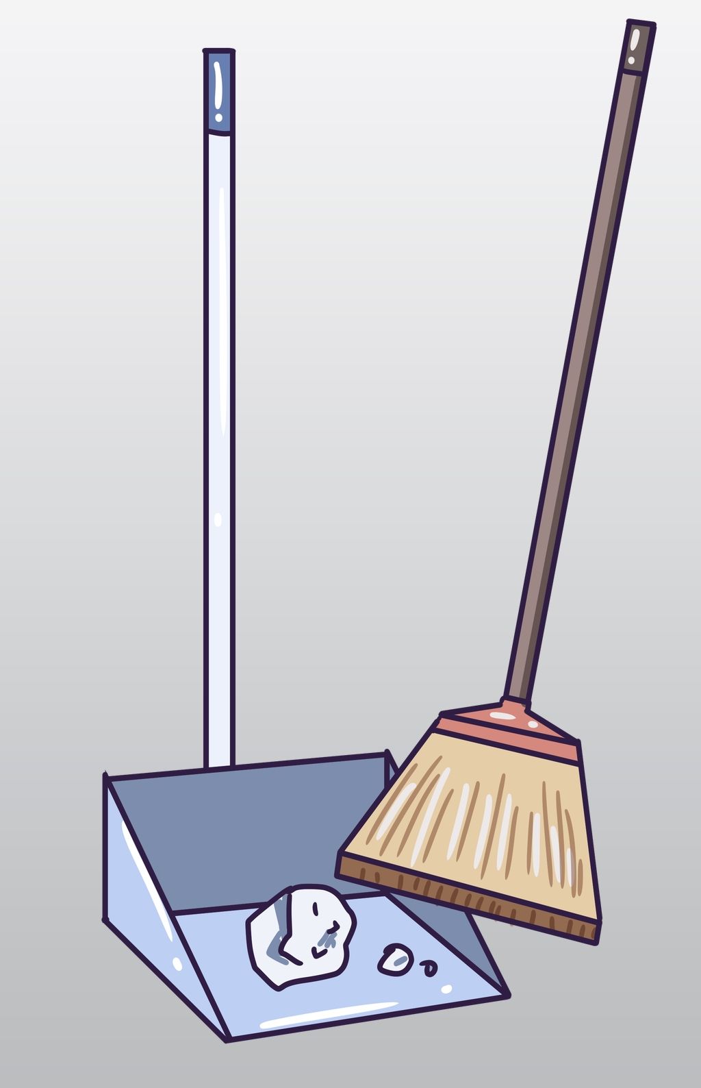 原创扫垃圾的卡通插画