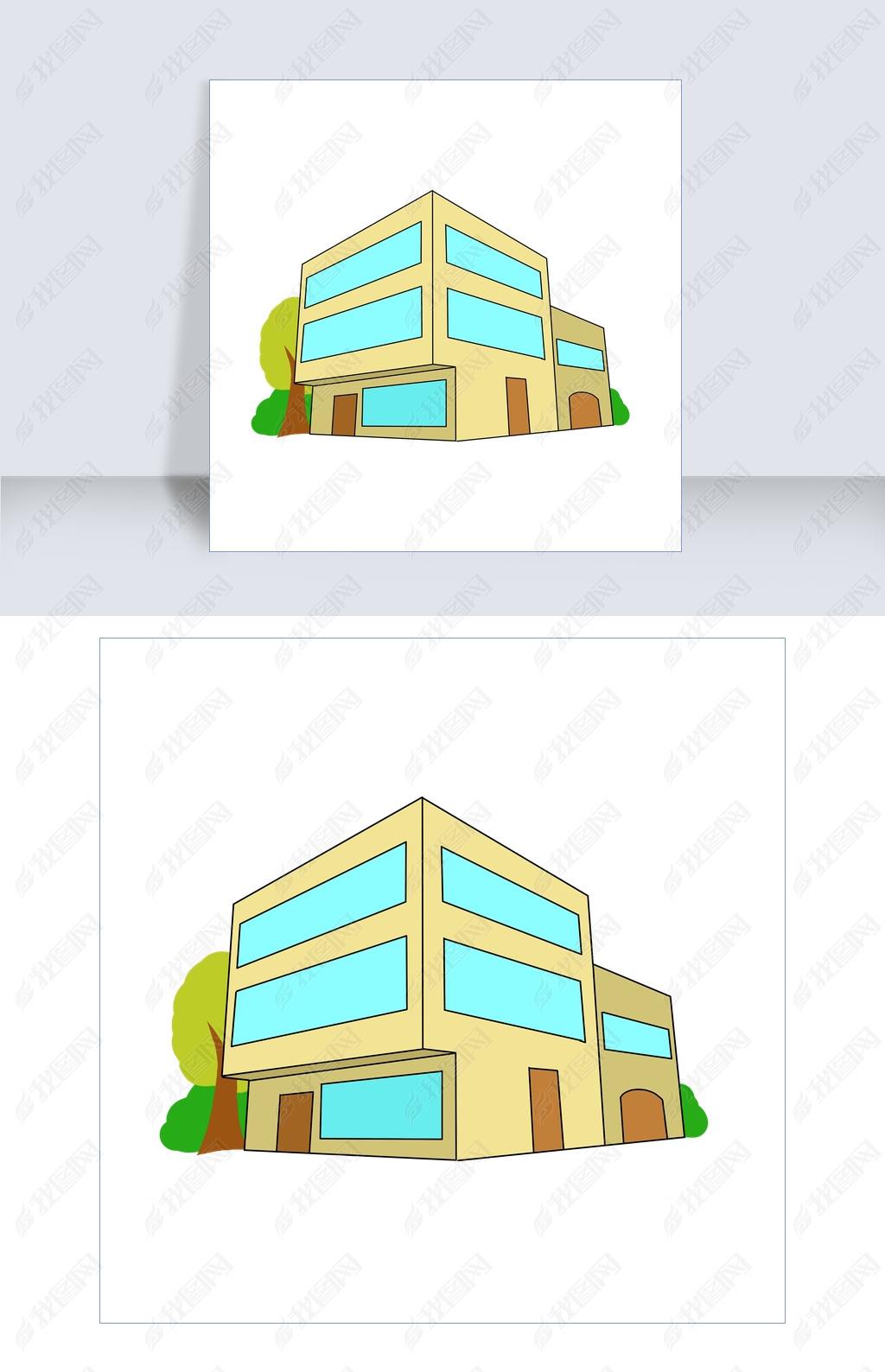 楼房样式写字楼插画