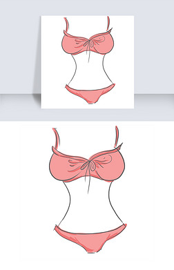 手绘粉色内衣比基尼