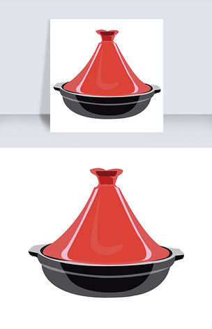 黑色的瓷质厨具锅插画