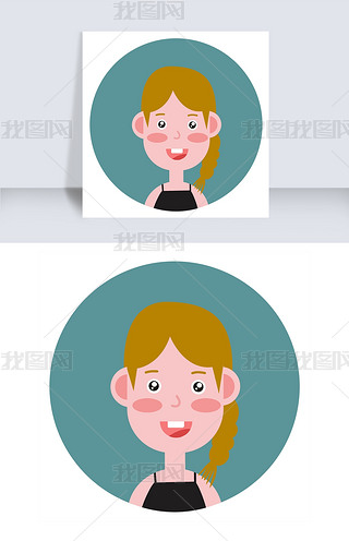 圆形笑脸人物头像矢量