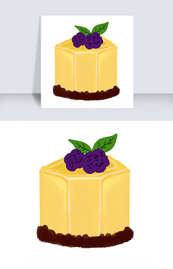 柠檬果酱蛋糕小甜品手绘插画
