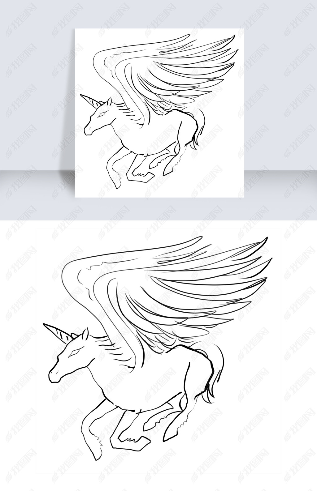 原创手绘天马设计素材