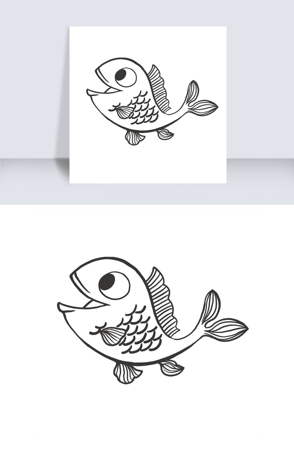 手绘简笔画大嘴鱼