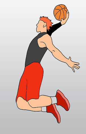 扣篮的篮球运动员插画