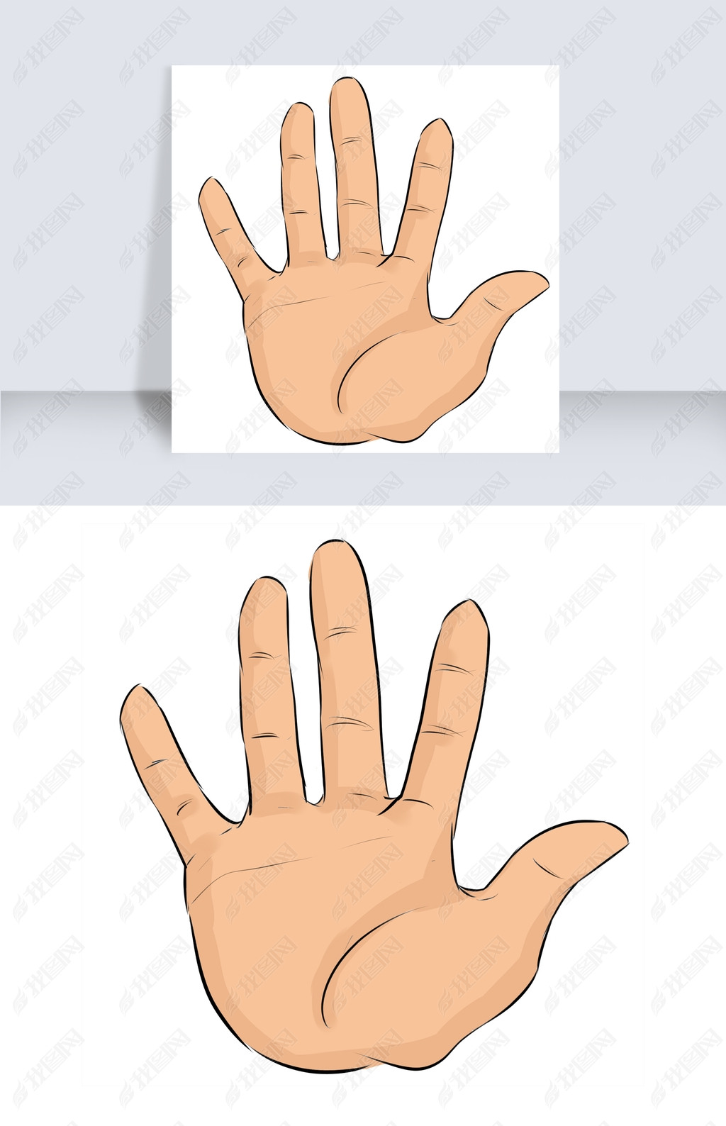 数字五字手势插画