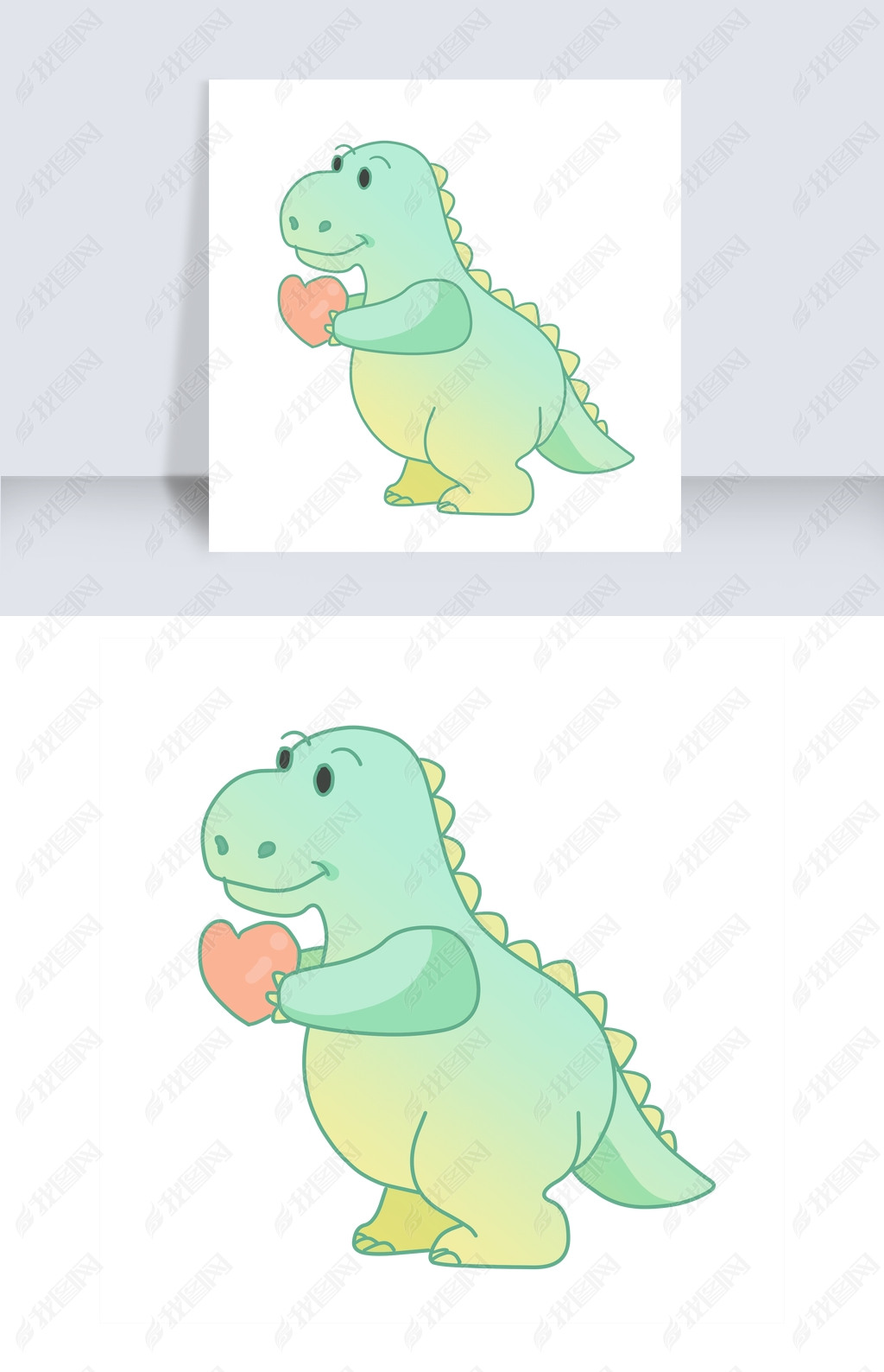 原创比心的小恐龙插画