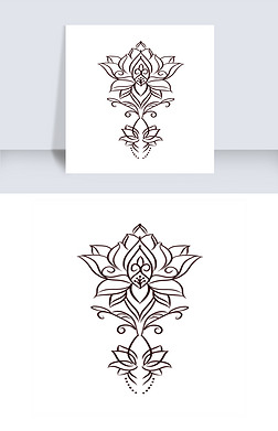 欧美纹身手稿手绘莲花图腾