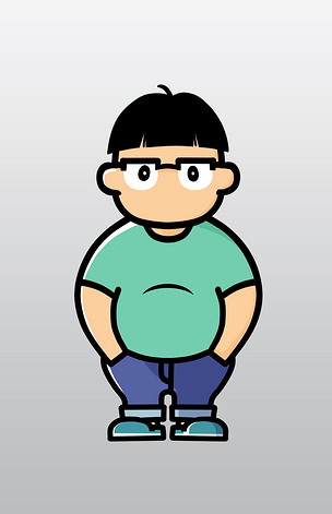 原创绿衣卡通微胖男孩版权可商用