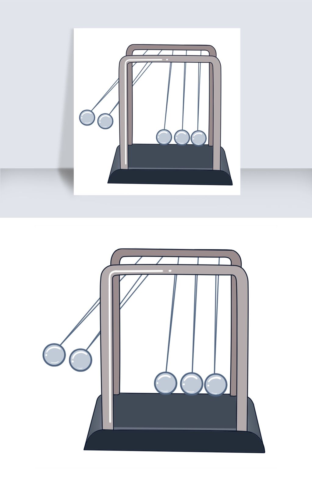 原创手绘牛顿摆锤