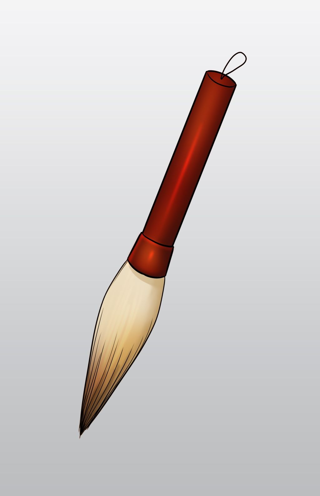 红色的水墨毛笔插画