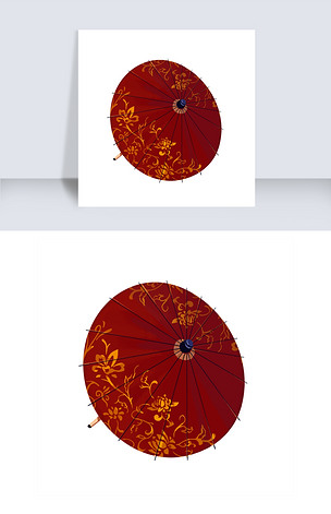 原创雨伞油纸伞红色梅花中国古典风png