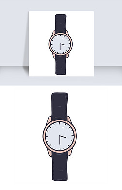 棕色卡通手绘手表