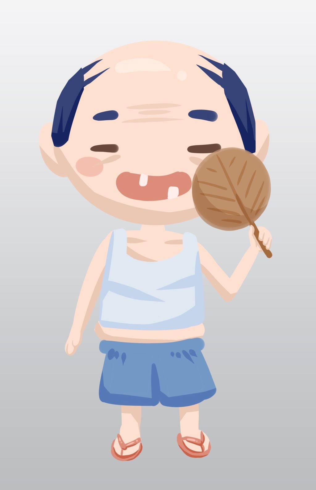 原创拿着扇子的老伯伯