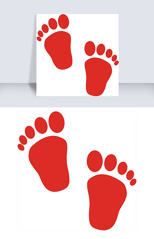 一双血红色的脚印