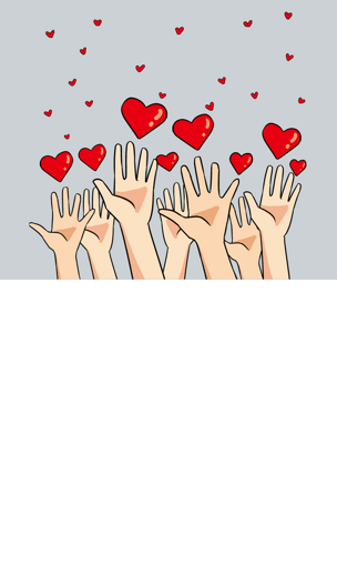 手绘人人献爱心插画