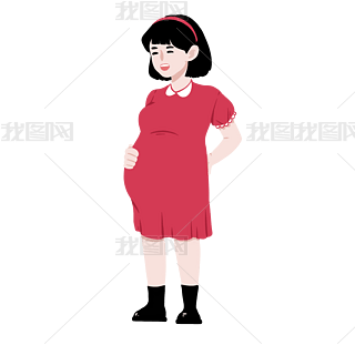 穿红裙子的表情包免抠元素|穿红裙子的孕妇