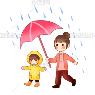 妈妈溺爱孩子打雨伞