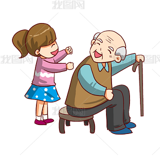 中国传统重阳重阳节孝敬给爷爷捶背女孩