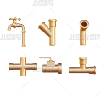 3d立体水管水龙头装饰元素