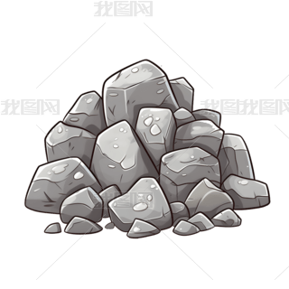 卡通风格大石头堆免扣