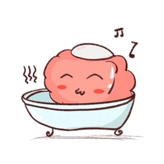 卡通手绘粉色大脑头脑洗澡放松表情包动图gif